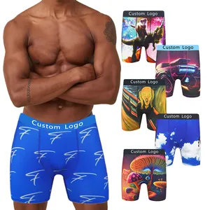 Custom Logo Printing Own Custom Boxers High Quality Printed Soild Color Man Boxer Shorts Briefs Underwear Men Dri-Fit Boxers