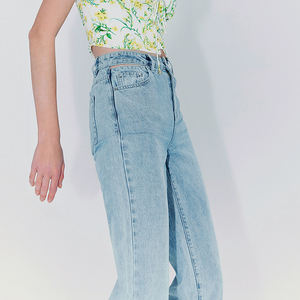 Pantalones Vaqueros Casuales Holgados <span class=keywords><strong>y</strong></span> Transpirables <span class=keywords><strong>para</strong></span> <span class=keywords><strong>Mujer</strong></span>, de Cintura Alta, con Corte Recto, Estilo Baggy, con Cintura Desgarrada - Product Image 5