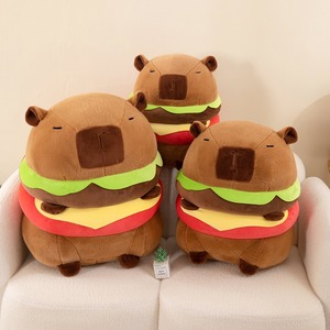Peluche Capybara Thème Hamburger, Adorable Animal en Peluche avec Anneau <span class=keywords><strong>Burger</strong></span> Amovible, Ultra Doux, Anti-Stress, Cadeau d'Anniversaire pour Enfants - Product Image 5