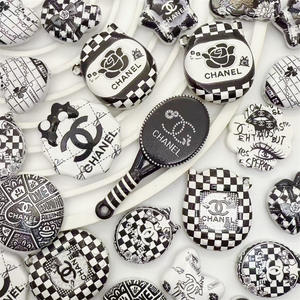 Perles plates en acrylique plaquées UV imprimées pour le style, pendentif en forme de batte de baseball à double cœur, accessoires de bricolage - Product Image 1