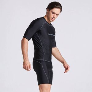 Maillots de bain à manches courtes en nylon <span class=keywords><strong>noir</strong></span> extensible à séchage rapide, gilets anti-UV, combinaisons de surf, protections anti-UV pour hommes - Product Image 3