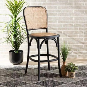 Silla Alta de <span class=keywords><strong>Cocina</strong></span> de Madera para Comedor, Bar y Restaurante, Taburete de Ratán con Respaldo Alto, Estilo Moderno y Sencillo, Popular de Fábrica y de Gran Venta - Product Image 6