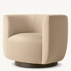 Sofá individual giratorio con base de roble, reposabrazos de tela para sala de estar informal, sillón moderno de café suave para dormitorio - Product Image 4