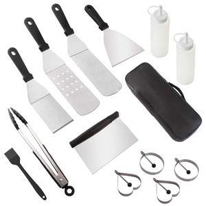 Wholesale Outdoor Travel 14-Piece Heavy Duty Stainless Steel Utensils Set <b>BBQ</b> <b>Tool</b> with Cloth Bag - Product Image 1