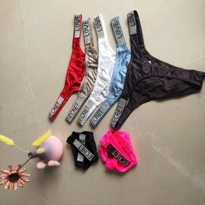 <span class=keywords><strong>Slip</strong></span> a Vita Bassa con Strass, Sexy, Tinta Unita, in Nylon, Intimo Femminile, Materiale Sottile Lavorato a Maglia con Logo in Vita - Product Image 3