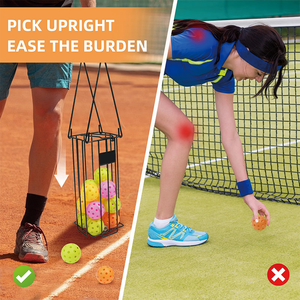 Panier à balles de pickleball FiveK de haute qualité, panier en acier inoxydable, porte-balles avec longue poignée, outil d'entraînement - Product Image 3