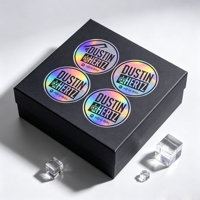 Étiquettes autocollantes holographiques argentées brillantes imperméables, logos personnalisés, découpées, emballage en vinyle holographique pailleté