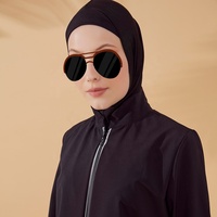 2024 nouveau modeste couleur unie maillot de bain cordon Slim Fit contrôle hanche pli 3 pièces Hijab musulman femmes maillot de bain