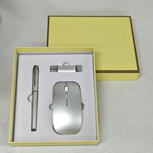 Boce Роскошная беспроводная мышь 3-в-1, USB флэш-накопитель, фирменные подарочные наборы для выпускного и отцовского дня