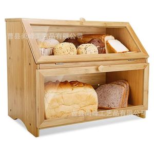 Boîte de rangement pour pain en bambou Shangfeng avec porte en verre, organisateur de cuisine multifonctionnel pour la pâtisserie, les aliments et les fruits - Product Image 3