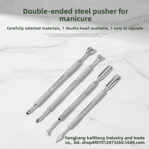 Empujador biselado de doble punta estilo ruso para arte de <span class=keywords><strong>uñas</strong></span>, para eliminación de piel muerta y lima de <span class=keywords><strong>uñas</strong></span>, modelo KLLGT-10 de doble cara - Product Image 1