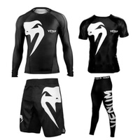 Combinaison d'entraînement pour hommes UFC Boxe Tenue serrée à séchage rapide Muay Thai Combat Venom Ensemble 4 pièces Gym Spandex/Polyester