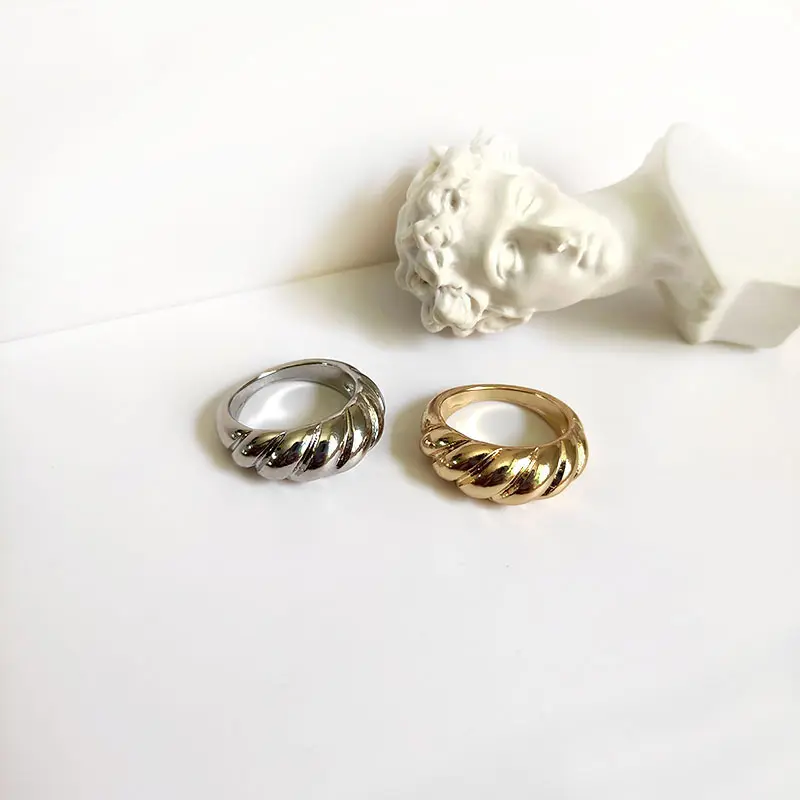 Золотистые и серебристые кольца из нержавеющей стали, геометрические кольца, минималистичные массивные кольца, Винтажные Ювелирные Изделия