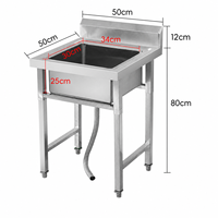 Évier double en acier inoxydable pour cuisine commerciale, évier de préparation robuste pour restaurant avec rebord haut