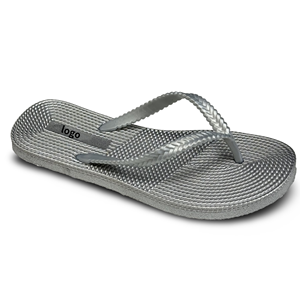 Tongs personnalisées avec logo pour filles, tongs plates en caoutchouc pour femmes, tongs brillantes dorées de créateur - Product Image 4