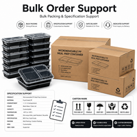 Conteneur alimentaire Xuntuo en PP de qualité alimentaire, compatible micro-ondes, avec 3 compartiments et couvercle transparent, modèle PP-MPC-3C, pour plats à emporter