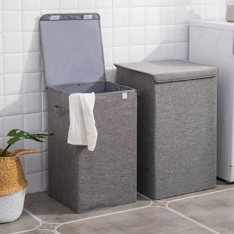 Fábrica atacado roupas sujas pode ser lavado com tampa banheiro quadrado grande cesta de roupa