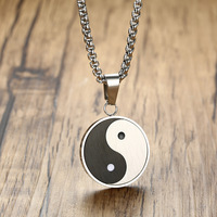 Collier chaîne en acier inoxydable personnalisé en gros, pendentif religieux Taoïsme Bodyguard Gossip, tendance géométrique, pour fiançailles, unisexe