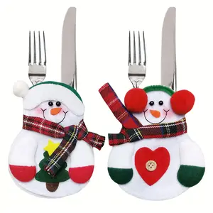 Cute Cutlery Holder Bag Accessories Xmas Party Table Dinner Decoration Tableware Cover Plush Christmas Knife and Fork Cover