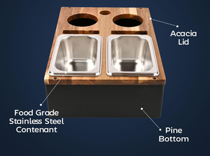 Acacia Houten Draagbare Afneembare Sofa Snack Couch Drankjes Opbergbak Caddy Tray Box Bekerhouder - Product Image 2