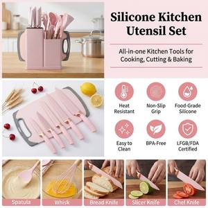 Juego de Utensilios de Cocina de Silicona de 19 Piezas <span class=keywords><strong>con</strong></span> Mango de Madera, Kit de Herramientas de Cocina de Gel de Sílice Antiadherente de Gran Venta - Product Image 1