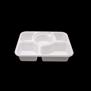 Caixa de Almoço Plástica Descartável com 5 Compartimentos e Fecho para Sushi e Salada, Preparação de Refeições, Comida para Viagem, Escritório e Piquenique - Product Image 2