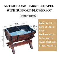 Support de pot de fleurs en bois demi-baril en chêne antique 70cm support de plante hydroponique support de plante de jardin surélevé