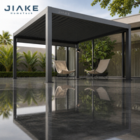 Pergola en aluminium Jiake 6063-T5 avec toit à lames motorisées pour jardin extérieur, patio, gazebo, pavillon, espace de vie, cour arrière