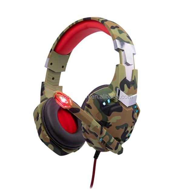 Camouflage Wired Dynamic Driver Gaming Over-Ear Stereo Headset with Flexible Microphone for Sports Computer/PS4/PS5