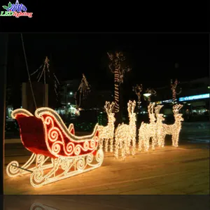 Outdoor Christmas decoration led 3d motif light santa claus sleigh reindeer