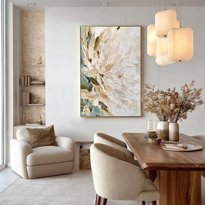 Minimalist Petals of Beige textured Impressionist Floral Oil Painting Framed Wall Art Artwork Home Decor Commercial Decoration - Product Image 4