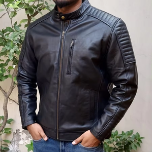 Veste en cuir écologique non tissé noir vieilli vintage pour homme avec fermeture éclair robuste et style streetwear élégant Inde - Product Image 1