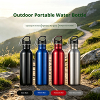 Bouteille d'eau sport isotherme en acier inoxydable 304, grande capacité, gourde de voyage portable pour la randonnée, le camping et les activités de plein air