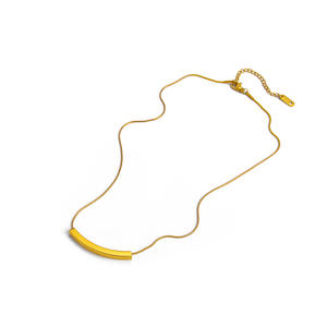 Dainty Collier en acier inoxydable plaqué or 18 carats avec barre de pliage perlée Happy Face avec chaîne de serpent Bijoux personnalisés - Product Image 3