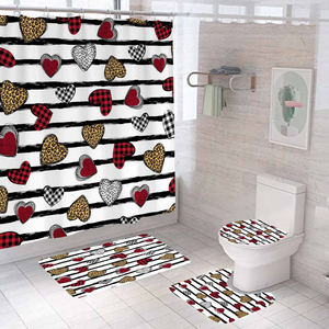 Ensemble <span class=keywords><strong>de</strong></span> rideaux <span class=keywords><strong>de</strong></span> <span class=keywords><strong>douche</strong></span> personnalisés en 3D pour la Saint-Valentin, imperméable, résistant à la moisissure, décoration <span class=keywords><strong>de</strong></span> salle <span class=keywords><strong>de</strong></span> bain avec crochets, plusieurs modèles - Product Image 6
