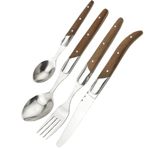 Cao cấp thép không gỉ laguiole Flatware Set dùng một lần dao kéo với Rose gỗ xử lý bao gồm bít tết dao nĩa thìa - Product Image 1