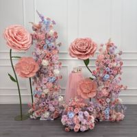 Ensemble de fleurs artificielles géantes en soie, roses et violettes, réalistes et faites à la main, pour décoration murale florale de cérémonie de mariage