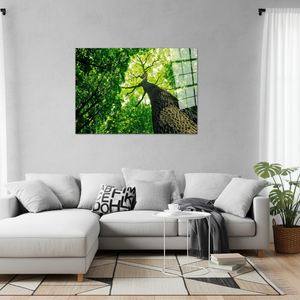 Green Tree Landscape Printed <b>Canvas</b> Artwork: Boho <b>Wall</b> Decor,TEMPERED GLASS ART - Product Image 3