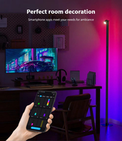 Lampe d'angle intelligente RGB avec contrôle WiFi par application, synchronisation musicale, changement de couleur, lampe d'angle LED en aluminium, lumière ambiante moderne