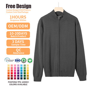Custom OEM ODM GOTS Cotton Full Sleeve <b>Cardigan</b> <b>Sweater</b> Coat Knit <b>Sweater</b> Winter Men Zipper <b>Sweater</b> Light Brown - Product Image 2