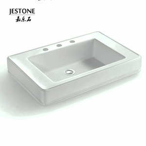 Desain Modern Resin permukaan padat Matt putih lingkaran tangan corian wastafel ganda lemari persegi panjang Basin Drainer rumah sakit - Product Image 1