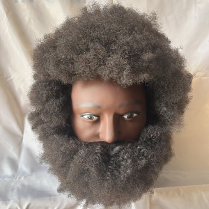 100% Afro Male Real Human Hair Mannequin Practice <strong>Training</strong> <strong>Head</strong> With Beard for Cutting Hairdressing Manikin <strong>Head</strong> - Product Image 1