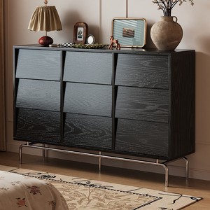 Solid Wood Six Drawer <b>Chest</b> With Metal Legs Bedroom <b>Storage</b> Cabinet Dresser - Product Image 2