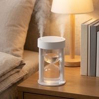 Humidificateur d'air miniature portable double lumière sablier H2O pour chambre à coucher, avec fonction de refroidissement nocturne et éclairage USB