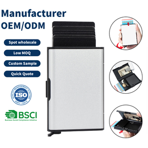 Manufacturer <b>RFID</b> Blocking Aluminum Alloy Smart Credit Card Holder Mini Design Large Capacity Pop up Metal Card <b>Wallet</b> <b>for</b> <b>Men</b> - Product Image 1