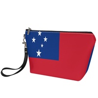 Pochette de maquillage personnalisée Samoa avec drapeau imprimé UV et anse de transport, idéale pour les voyages interurbains, le rangement de produits de beauté à domicile, et comme souvenir de la culture pacifique