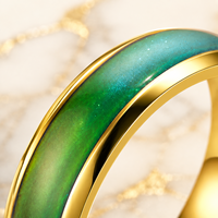 Bague d'humeur thermochromique en acier inoxydable JLM pour couples, unisexe, changeant de couleur selon la température, bijoux fantaisie en gros