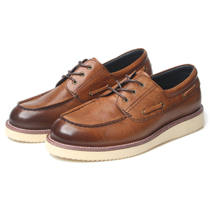 Chaussures bateau classiques élégantes pour hommes en cuir de vachette pleine fleur, mocassins décontractés durables en cuir véritable de qualité supérieure et confortables - Product Image 1