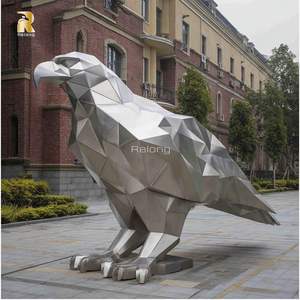 Design moderno tamanho grande aço inoxidável águia escultura estátua para venda - Product Image 5