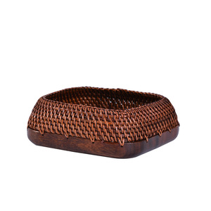 Wooden Chinese Style Handmade Rattan Fruit Plate Walnut Material Round Storage <b>Tray</b> For Tea And Pastry Serving - Product Image 5